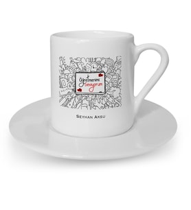 BK Gift Kişiye Özel Öğretmenimi Seviyorum Türk Kahvesi Fincanı