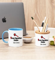 İnsan Kaynakları Uzmanı Mavi Kupa Bardak Ve Kalemlik Hediye Seti