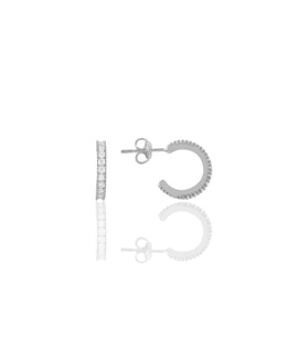 Söğütlü Silver Gümüş rodyumlu zirkon taşlı  13 mm tamtur halka küpe