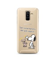 Snoopy Tasarımlı Süper Şeffaf Silikon Telefon Kılıfı Samsung A6 Plus