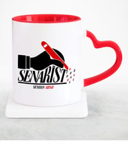BK Gift Kişiye Özel Mesleki Senarist Kırmızı Kalpli Kupa Bardak  1