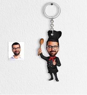 BK Gift Kişiye Özel Bay Chef Karikatür Anahtarlık  1