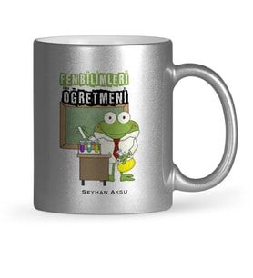 BK Gift Kişiye Özel Fen Bilimleri Öğretmeni Gümüş Yaldızlı Kupa Bardak  2