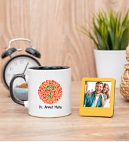 Göz Doktoru Siyah Kupa Bardak ve Sarı Mini Fotoğraf Çerçevesi