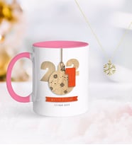 BK Gift Kişiye Özel 2024 Mutlu Yıllar Pembe Kupa ve Kar Tanesi Kolye-3 (Model 1)