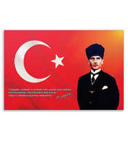 ''Güner Ofis'' Atatürk Tablosu Deri Üzerine Kanvas Tablo 80x130