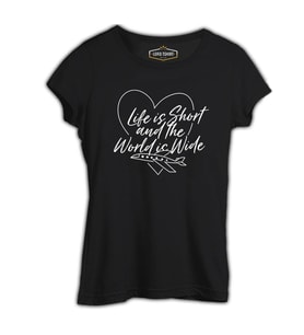 Yazılı - Seyahat Siyah Kadın Tshirt