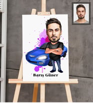 Kişiye Özel Erkek Karikatürlü  Ahşap Tablo 30x47 Model-3