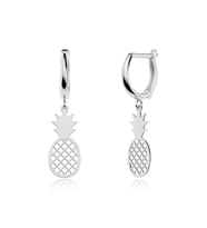 Sade Ananas Beyaz Gümüş Küpe