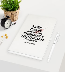 BK Gift Kişiye Özel Eczacı Teknisyeni Beyaz Defter Kalem Seti