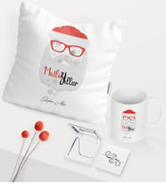BK Gift Kişiye Özel Yılbaşı Noel Baba Temalı Beyaz Kupa Ayna Yastık Seti - 2