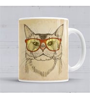 Gözlüklü Kedi Cats Kupa Bardak Porselen