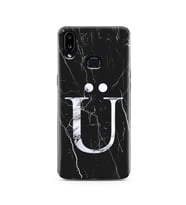 Samsung A10s Siyah Mermer Harf Tasarımlı Telefon Kılıfı Ü-Harfi 