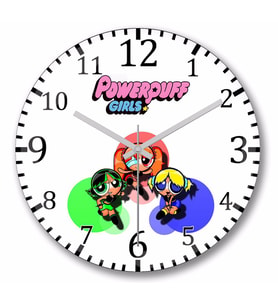 Powerpuff  Girls Duvar Saati Bombeli Gercek Cam