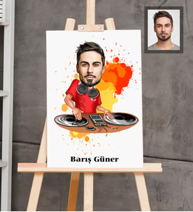 Kişiye Özel Dj Karikatürlü  Ahşap Tablo 30x47 Bay-1