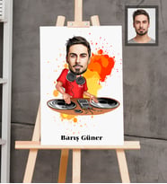 Kişiye Özel Dj Karikatürlü  Ahşap Tablo 30x47 Bay-1