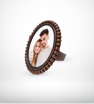 BK Gift Kişiye Özel Fotoğraflı Antik Bakır Yaldız Yüzük Model 4