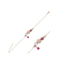 Zirkon Taşlı Hareketli Parçalı Kadın Charm Bileklik (Rose)