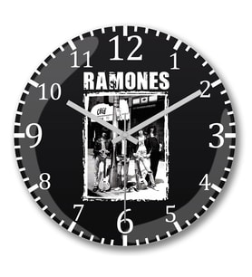 Ramones  Duvar Saati  Bombeli Gercek Cam
