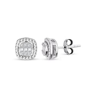 Modern Tasarım 0.16 Ct Baget Kare Tektaş Küpe