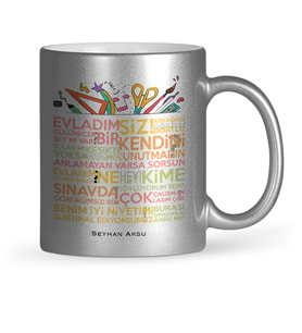 BK Gift Kişiye Özel Öğretmen Sözleri Gümüş Yaldızlı Kupa Bardak  1