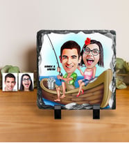 BK Gift Kişiye Özel Sevgililer Karikatürlü Dekoratif Doğal Taş  9