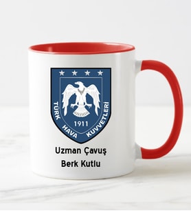 Türk Hava Kuvvetleri Uzman Çavuş Kupa Bardağı Kırmızı
