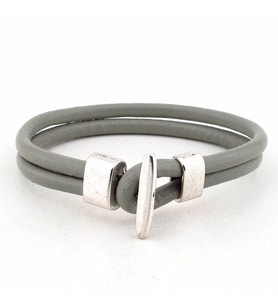 METAL KANCA GRİ GERÇEK DERİ ERKEK BİLEKLİK BT185