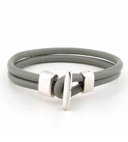 METAL KANCA GRİ GERÇEK DERİ ERKEK BİLEKLİK BT185