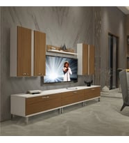 Decoraktiv Eko 8d Slm Krom Ayaklı Tv Ünitesi Tv Sehpası (Beyaz - Ceviz)
