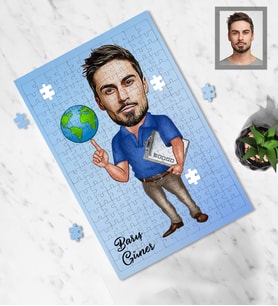 Kişiye Özel Patron Karikatürlü A3 240 Parça Puzzle Bay-16