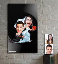 BK Gift Kişiye Özel Evleniyoruz Karikatür Ahşap Tablo - 2