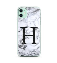 Iphone 11 Beyaz Mermer Harf Tasarımlı Telefon Kılıfı H-Harfi 