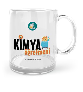 BK Gift Kişiye Özel Kimya Öğretmeni Cam Kupa Bardak