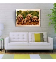 Yavru Köpekler Canvas Tablo (50X70) (Acı Kahve)