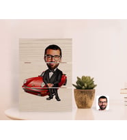 BK Gift Kişiye Özel Erkek Patron Karikatürlü Otantik Masaüstü Ahşap Palet Çerçeve-1 (Beyaz)