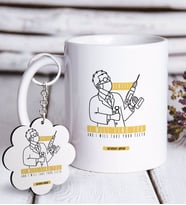 BK Gift Kişiye Özel Mesleki Diş Hekimi Beyaz Kupa ve Anahtarlık Hediye Seti-4 (Model 1)