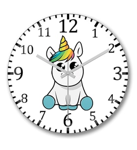 Bebek Unicorn Duvar Saati Bombeli Gercek Cam