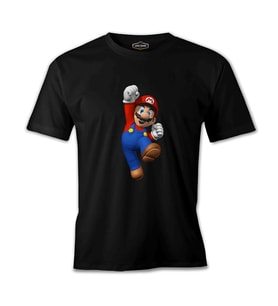 Mario & Luigi - Mario Siyah Erkek Tshirt