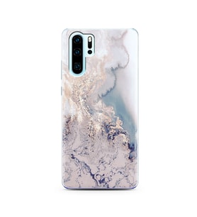 Lila Mermer Tasarımlı Süper Şeffaf Silikon Telefon Kılıfı Huawei P30 Pro 