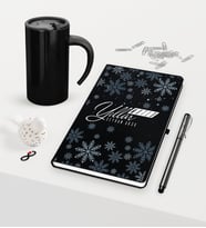 BK Gift Kişiye Özel Yılbaşı Mutlu Yıllar Temalı Siyah Defter Kalem Termos Mug Seti - 17