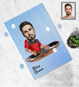 Kişiye Özel Dj Karikatürlü A4 99 Parça Puzzle Bay-1