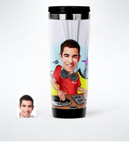 BK Gift Kişiye Özel Bay Dj Karikatürlü Çelik Termos Bardak  1