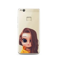 Kahve Saçlı Kız Tasarımlı Süper Şeffaf Silikon Telefon Kılıfı Huawei P10 Lite   