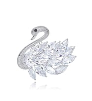 Monemel Swarovski Taşlı Kuğu Yaka İğnesi (Altın Kaplama) Sevgililer Günü Hediyesi