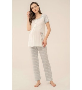 Feyza 4115 Mavi  Hamile Lohusa Pijama  Takım