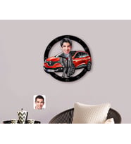 BK Gift Kişiye Özel Plakalı Erkek Renault Kadjar Karikatürlü Ahşap Duvar Saati-1 (Beyaz)