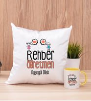 Rehber Öğretmen Kare Yastık ve Sarı Kupa Bardak