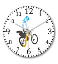 Motocross Motorsiklet Duvar Saati Bombeli Gercek Cam