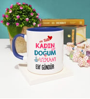 Mesajlı Kadın Doğum Uzmanı Kupa Bardak Lacivert